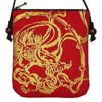お祭り！和柄ポシェット大！金彩・風神雷神・赤金